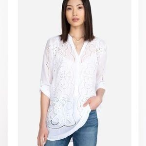 Johnny Love Large White Embroidered Tunic